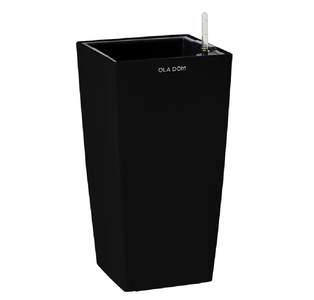 Кашпо пластиковое DELUXE квадратное LONG OLA DOM 19л (черный) с автополивом