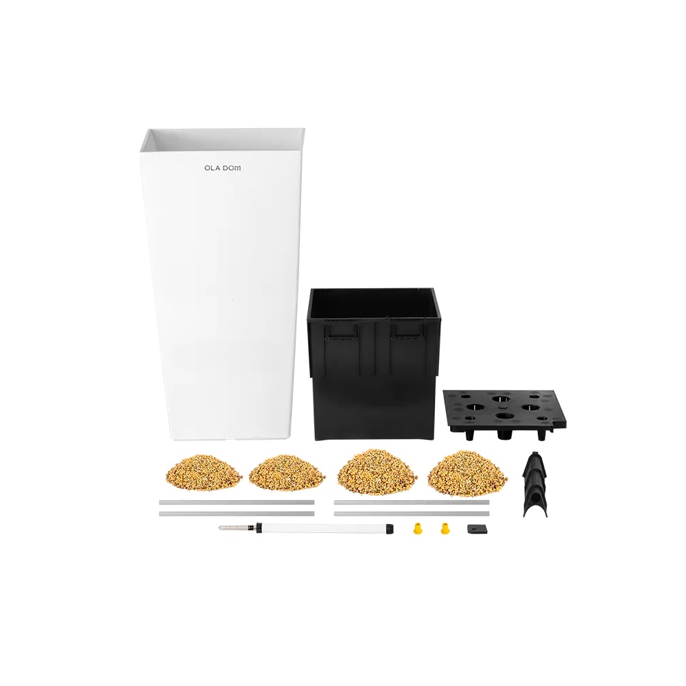 Кашпо пластиковое DELUXE квадратное LONG OLA DOM 80л (белый) с автополивом  