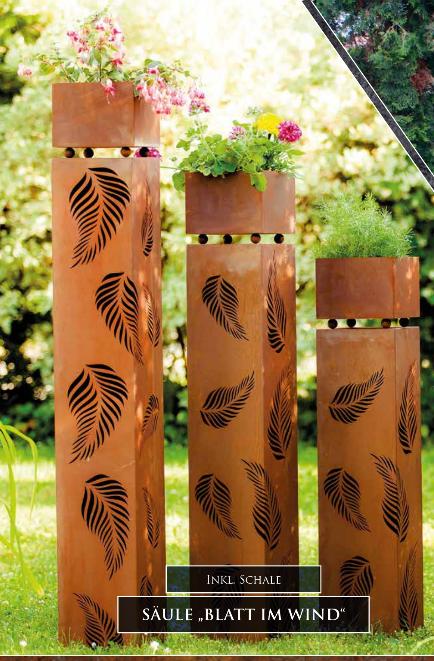 Колонна декоративная садовая с чашей ЛИСТЬЯ h-98см /1