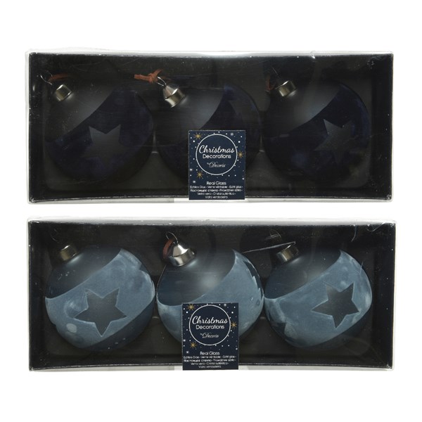 Набор елочных шаров d 80мм 3шт. с декоративным напылением /16