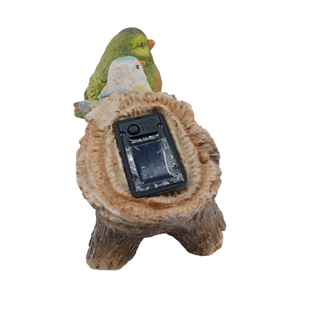Фигура декоративная солар Птицы на пеньке h 21.4см (с солнечной батареей) /