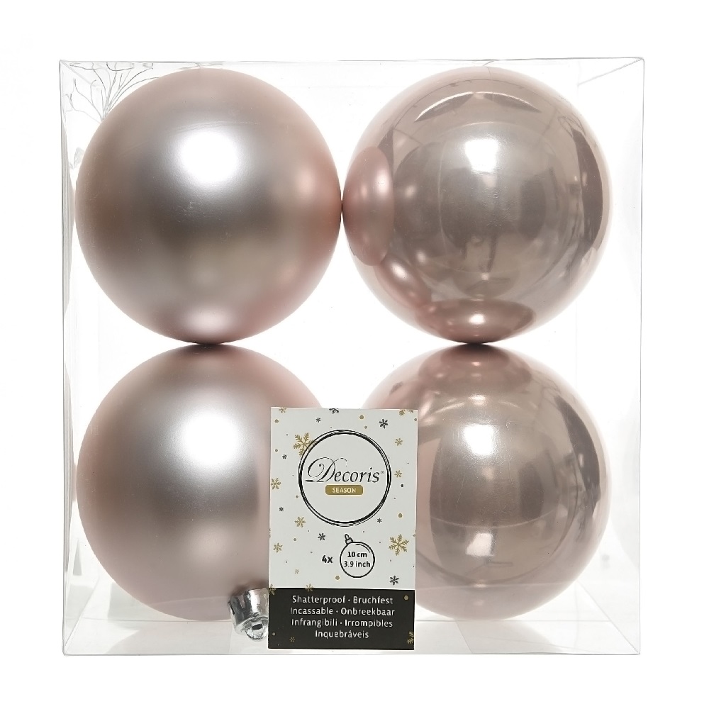 Набор елочных шаров d 100мм 4шт розовый /18