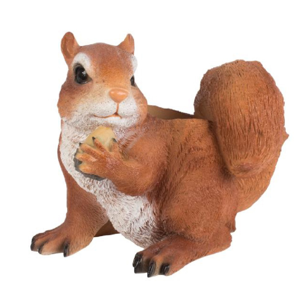 Фигура садовая Белка с орехом сидячая кашпо  