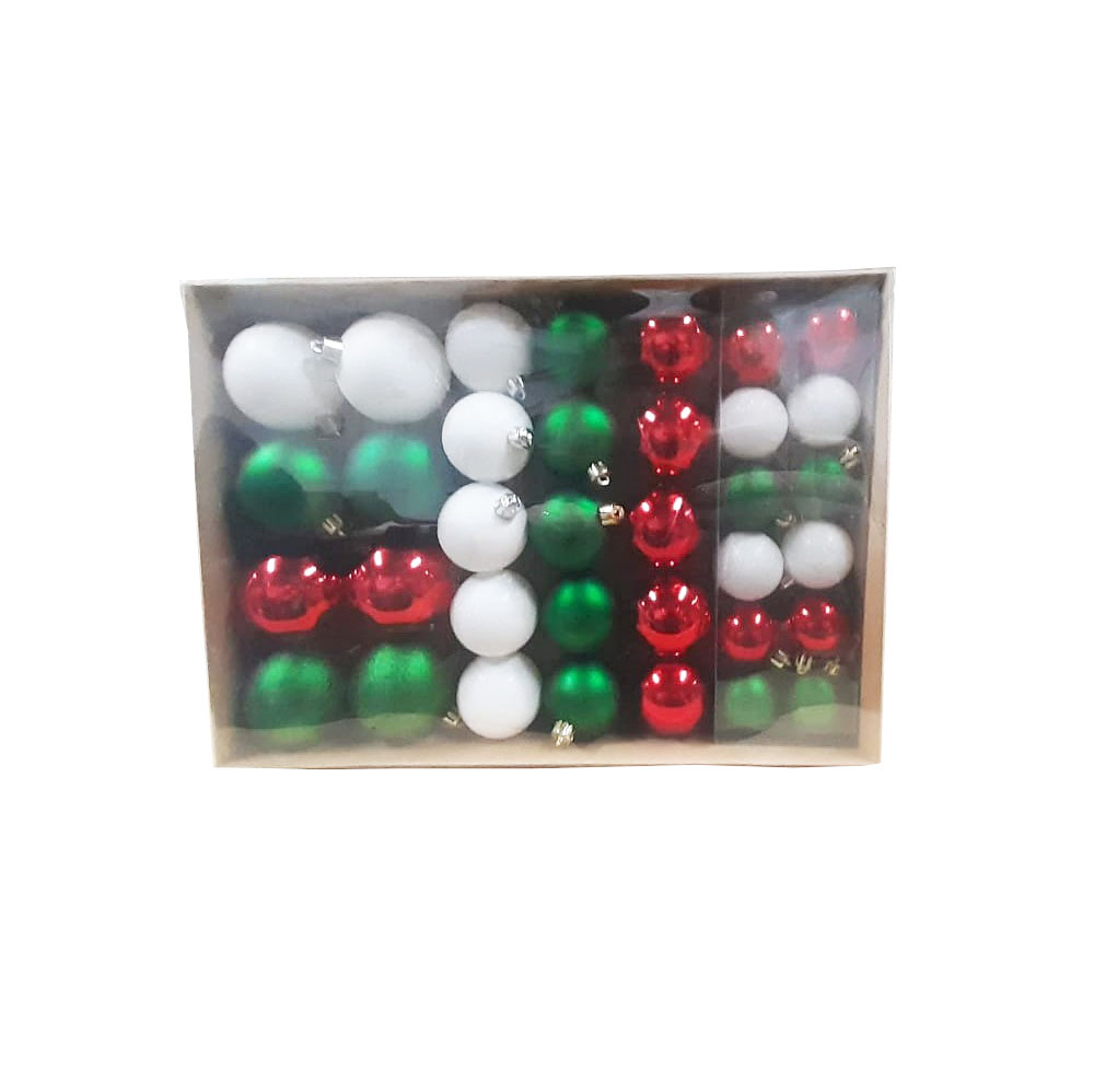 Набор елочных шаров, размеры в ассортименте, 35 шт зел., красн., бел /18