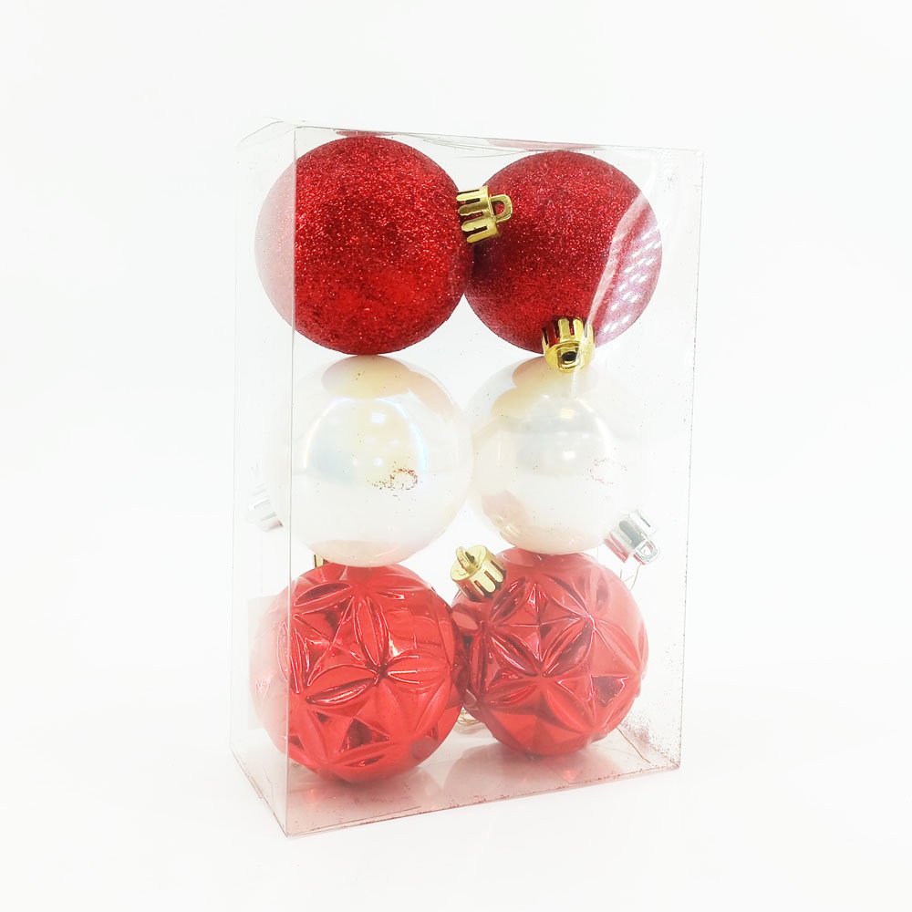 Шар елочный  d60мм, белый/красный в ассортименте 1шт