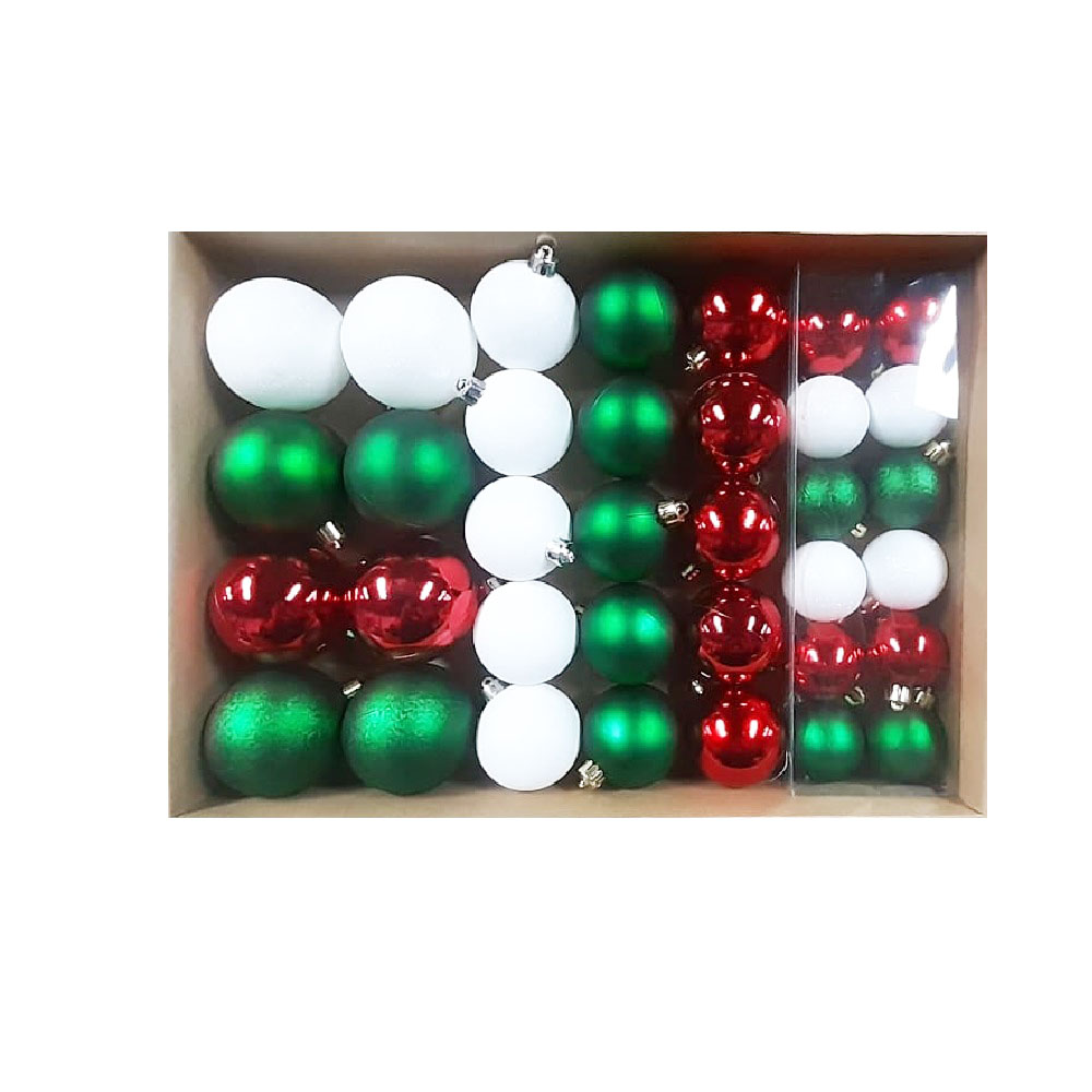 Набор елочных шаров, размеры в ассортименте, 35 шт зел., красн., бел /18