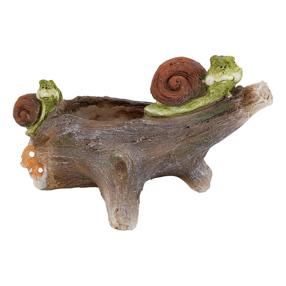 Фигура декоративная КАШПО Пенек с улитками h 20.4см/