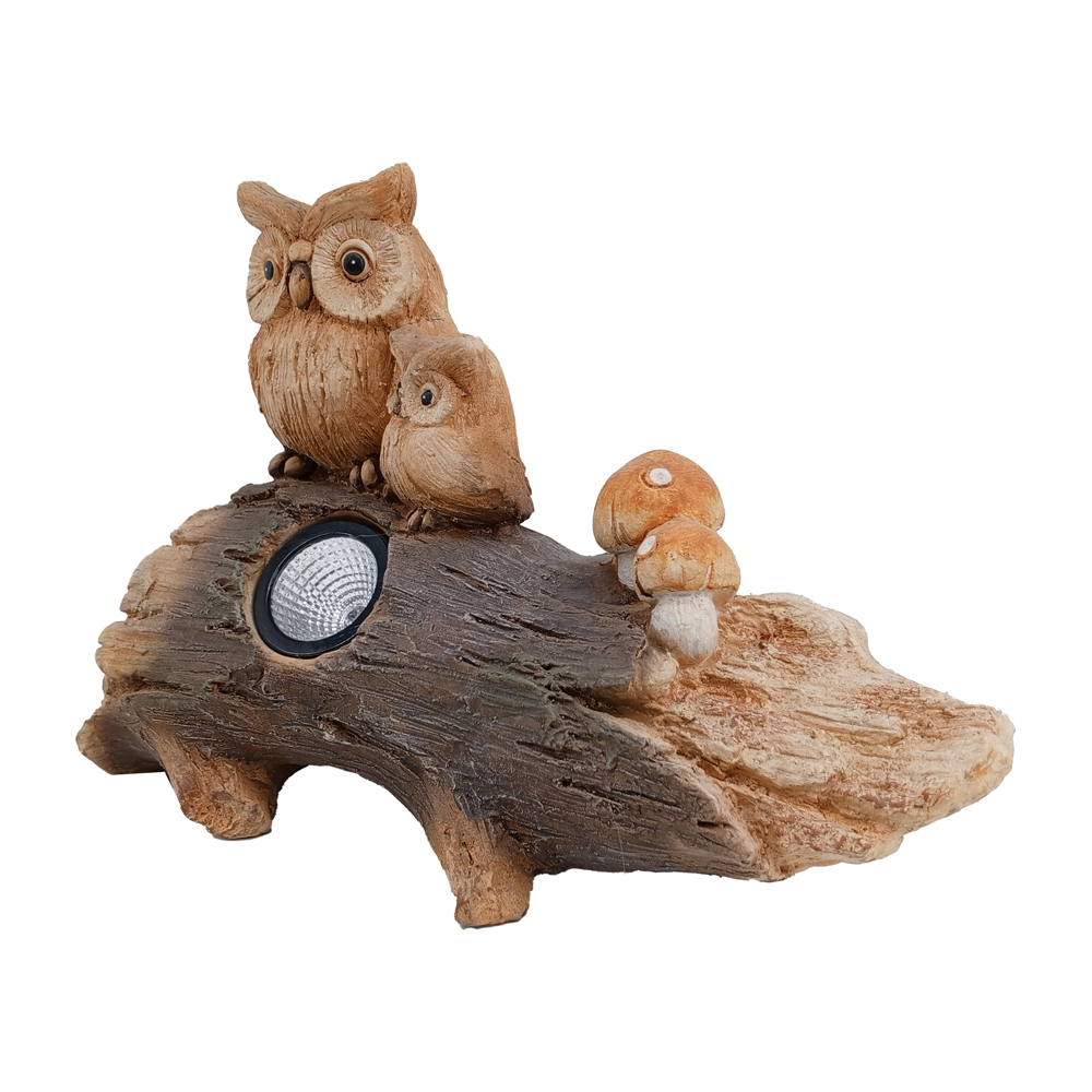 Фигура декоративная солар Совы на пеньке h 25см (с солнечной батареей )/