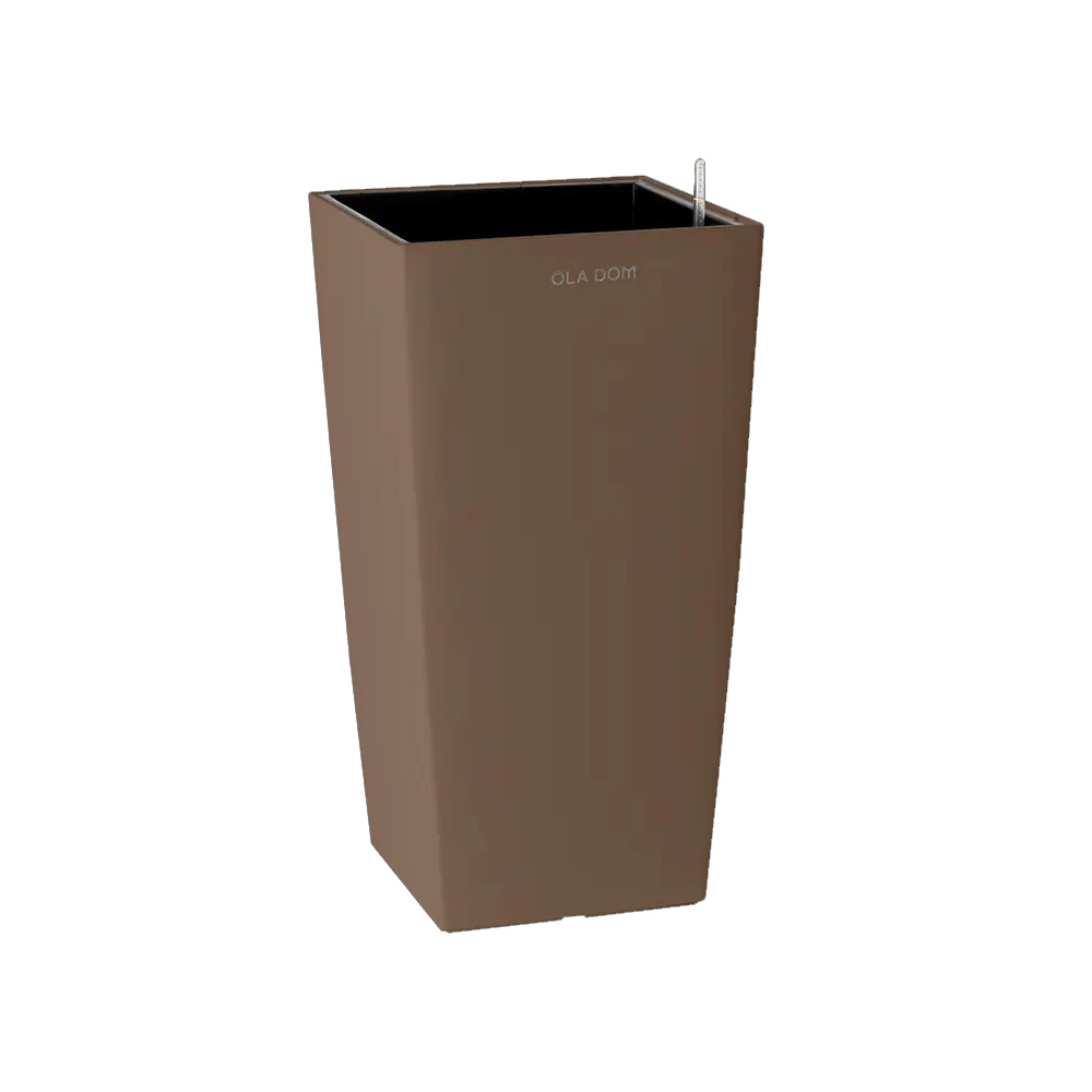 Кашпо пласт DELUXE квадратное LONG OLA DOM 80л (мокко) с автополивом