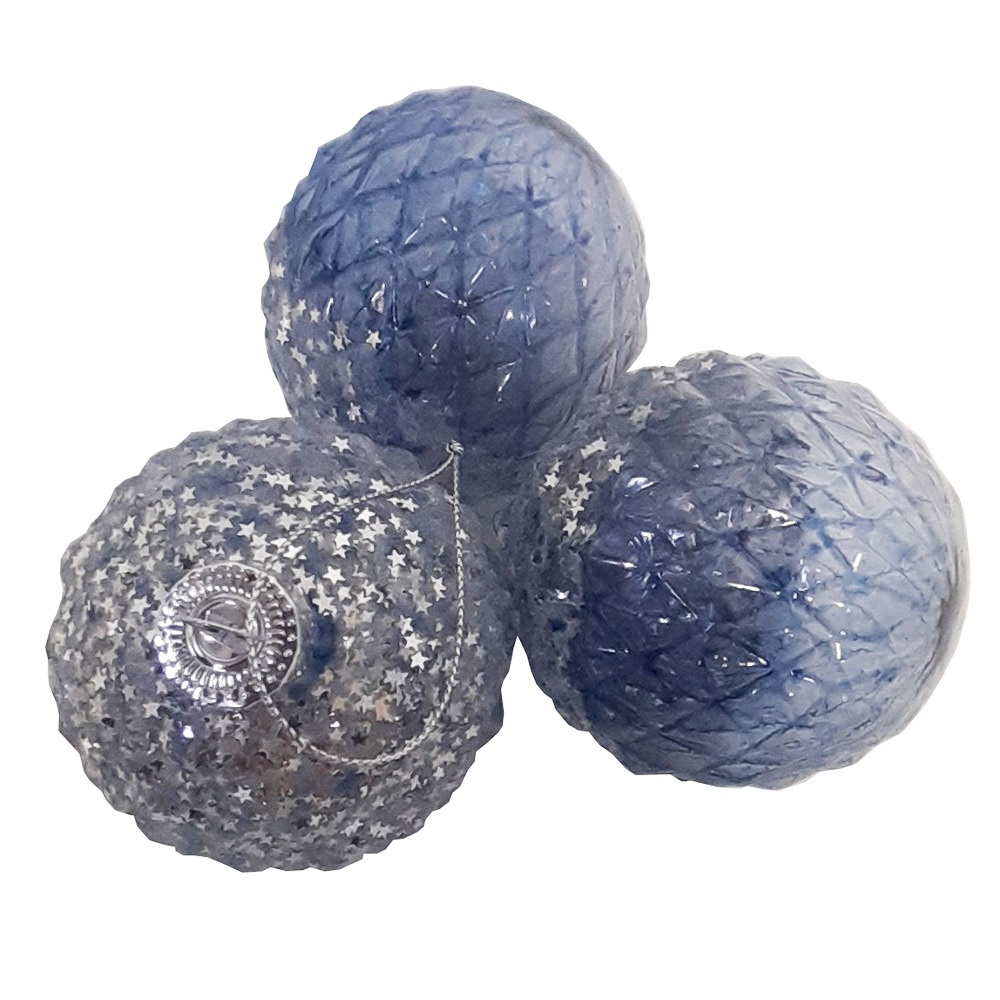 Шар елочный d80мм, синий 1шт