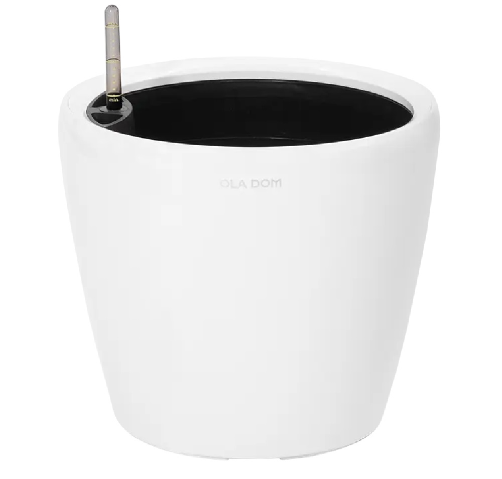 Кашпо пластиковое DELUXE круглое OLA DOM 16л (белый) с автополивом/1