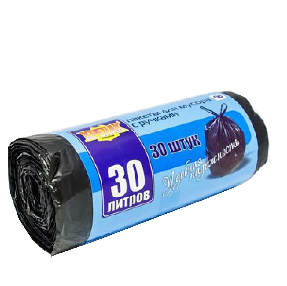 Мешки для мусора КРЕПАК  30л 30шт с ручками в рулоне /50