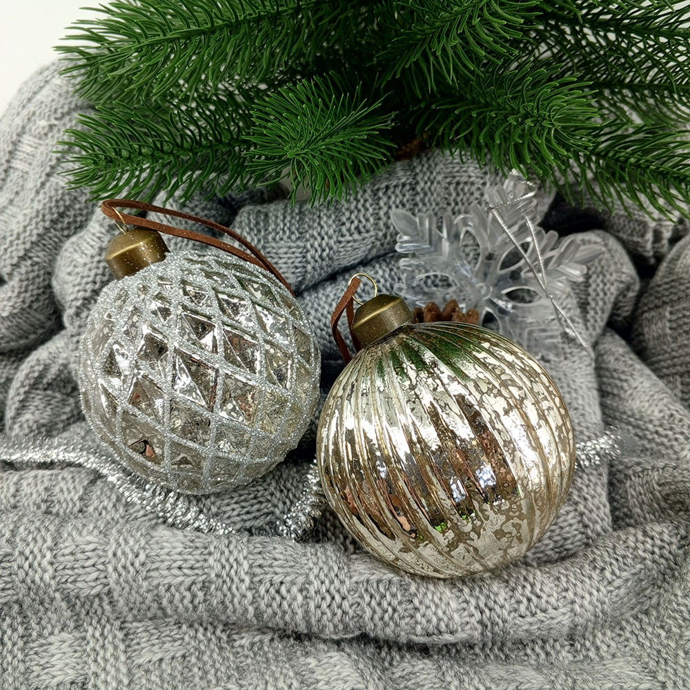 Набор елочных шаров стекло d80мм  4шт "Ретро"/1/24