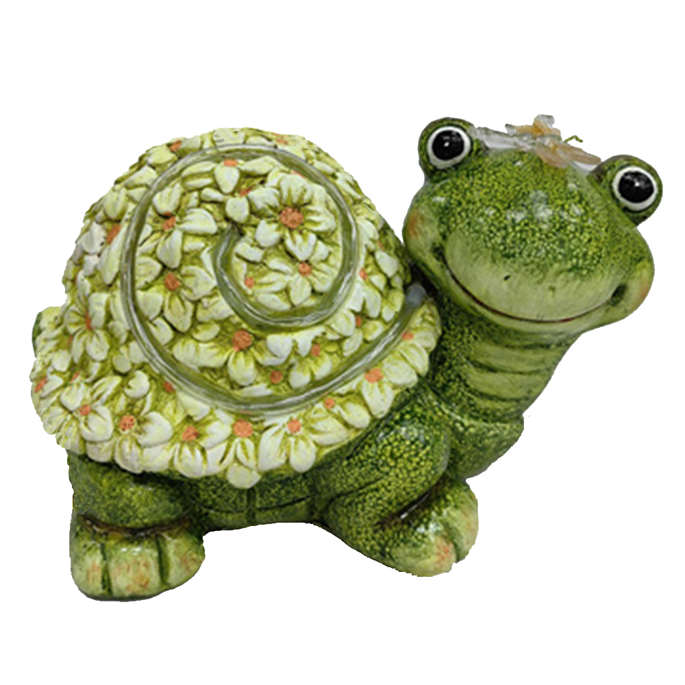 Фигура декоративная солар Черепашка в ромашках h 25см/