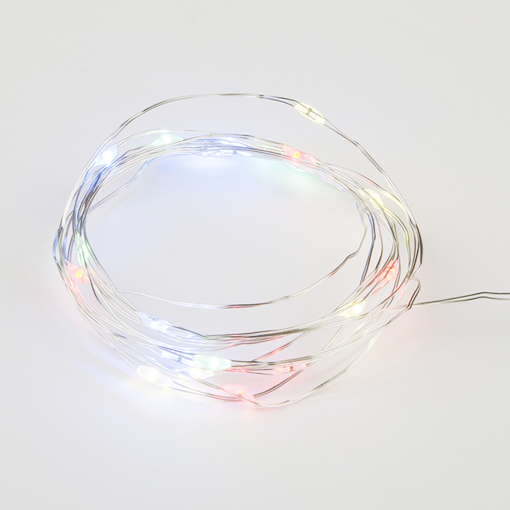 Гирлянда 20 светодиодов "Роса" 2м, разноцветный свет, на батарейках