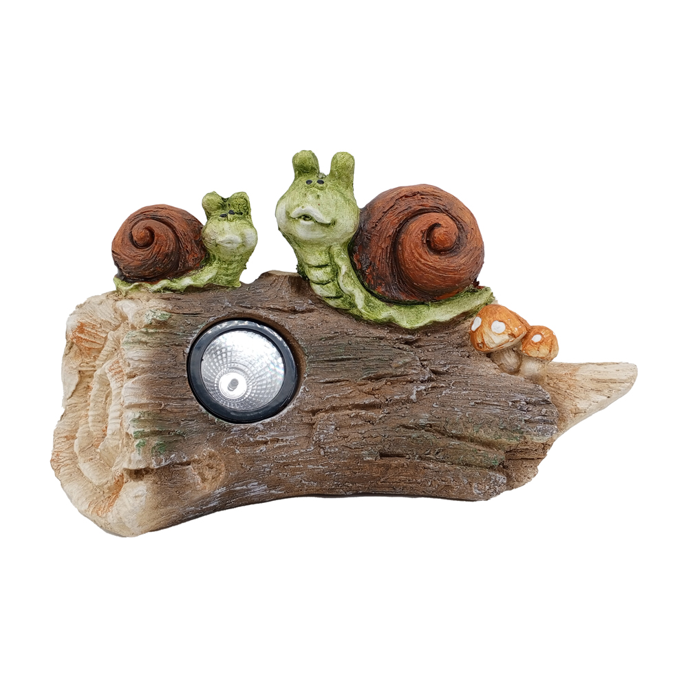 Фигура декоративная солар Улитки на пеньке h 19.2см (с солнечной батареей)/