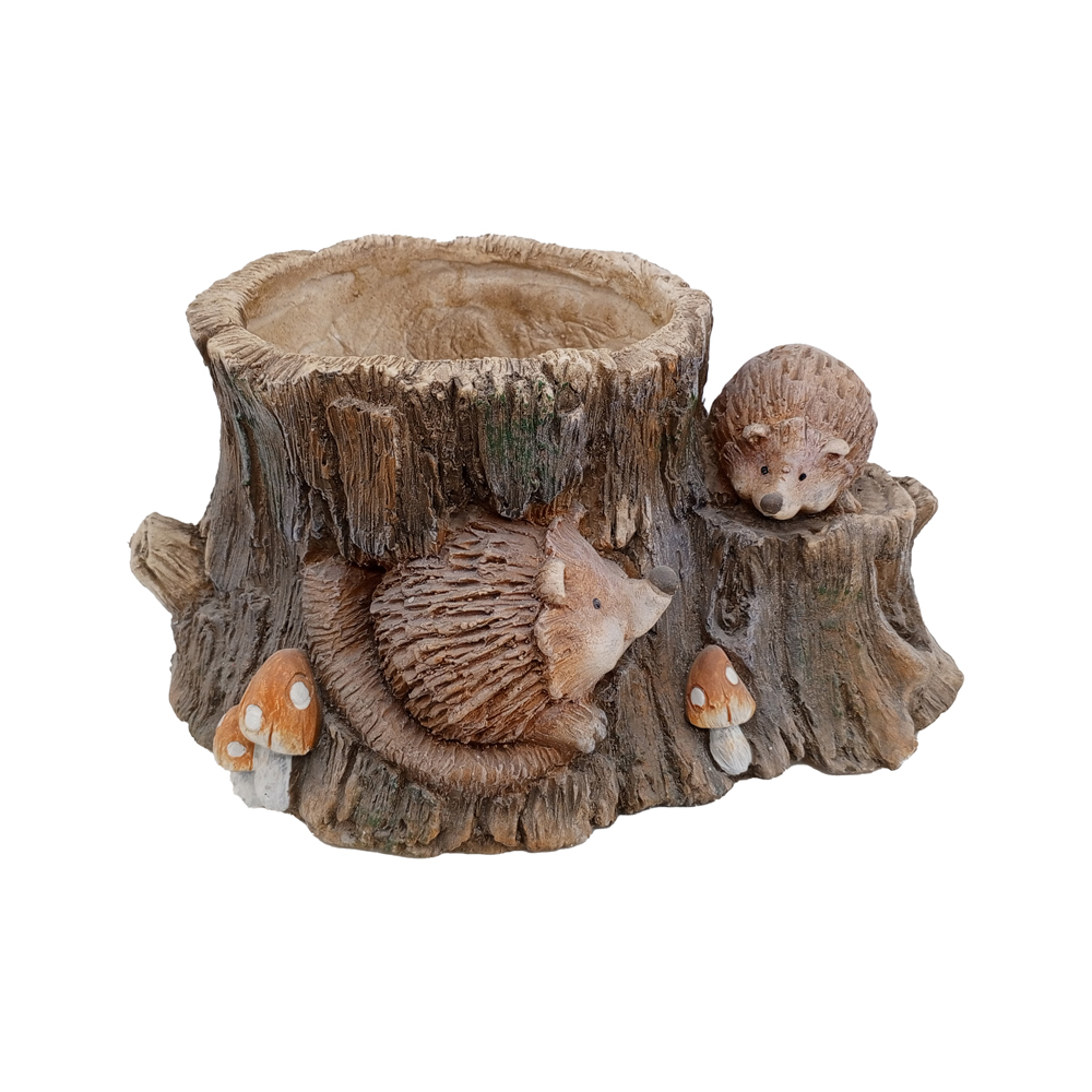 Фигура декоративная КАШПО Ежи на пне h 17.5см/ 2