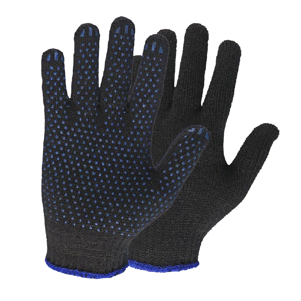 Перчатки трикотажные х/б 6 нитей с ПВХ  Черные/10/300