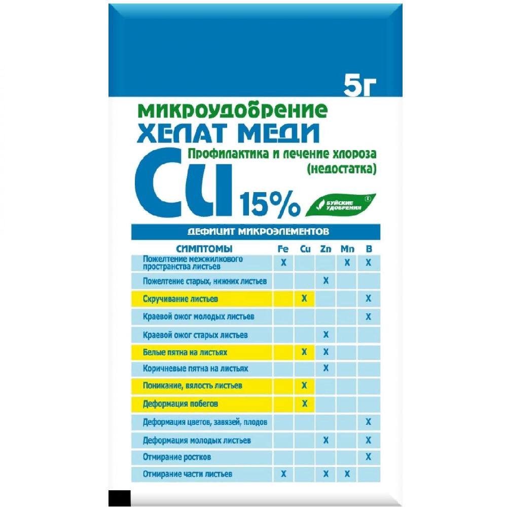 Удобрение БХЗ Хелат меди Cu 15% 5г  /30