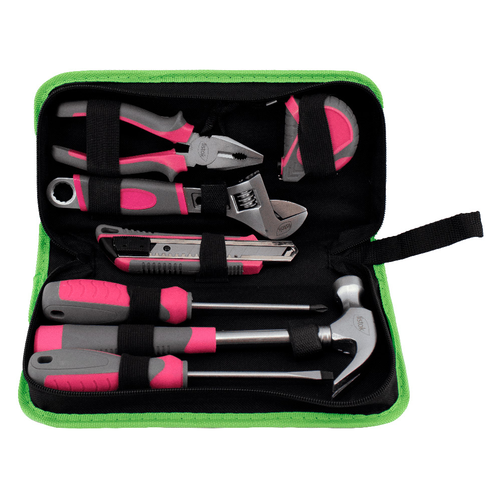 Набор инструмента бытового LISTOK ЭКСПЕРТ розовый в футляре 7шт/10