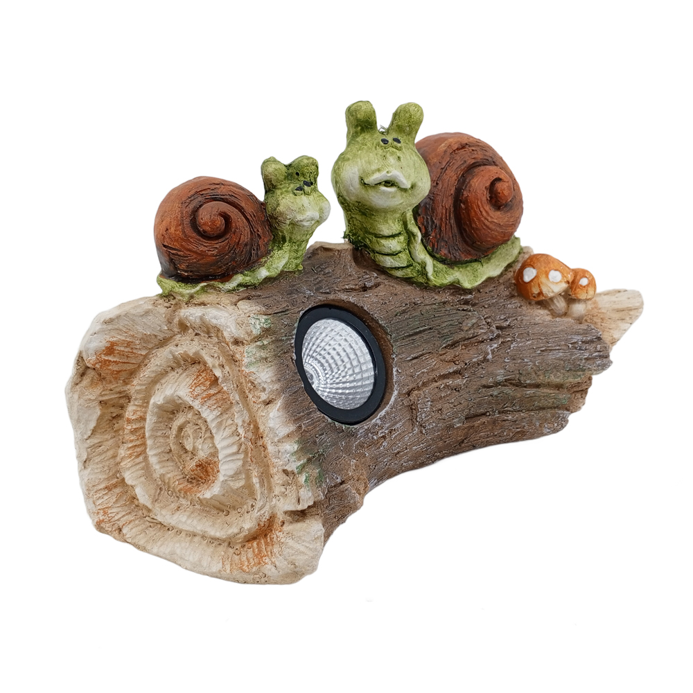 Фигура декоративная солар Улитки на пеньке h 19.2см (с солнечной батареей)/