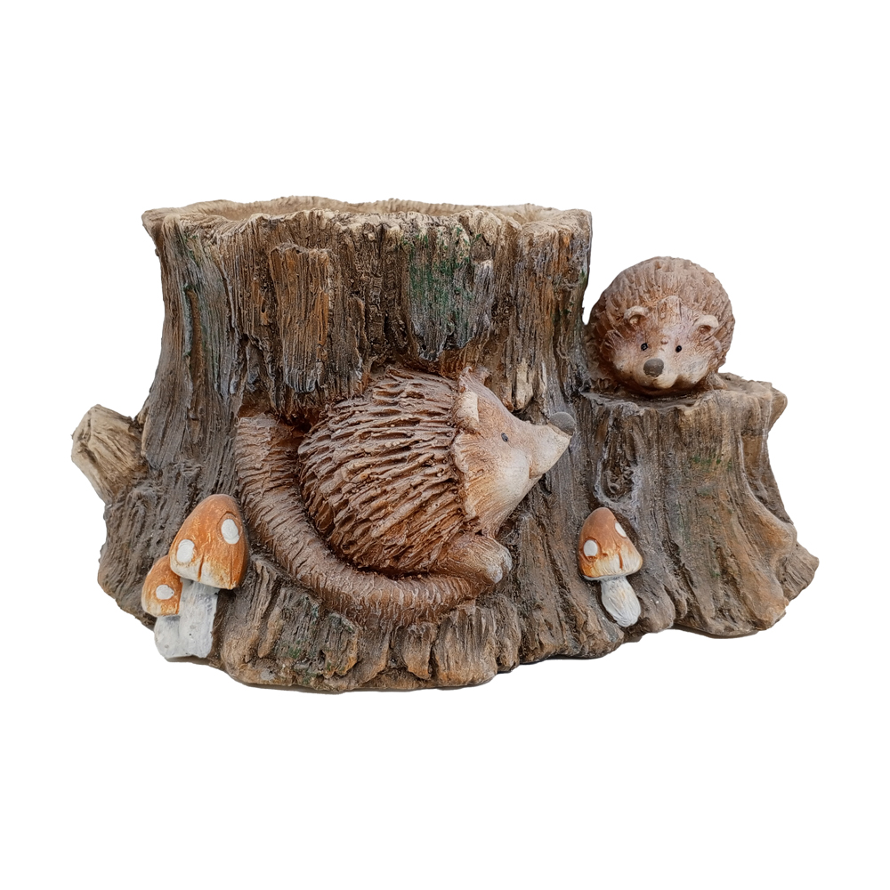 Фигура декоративная КАШПО Ежи на пне h 17.5см/ 2