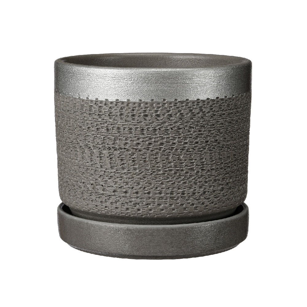 Горшок керамический БРЮССЕЛЬ цилиндр серый серебро №2 1,5л  /