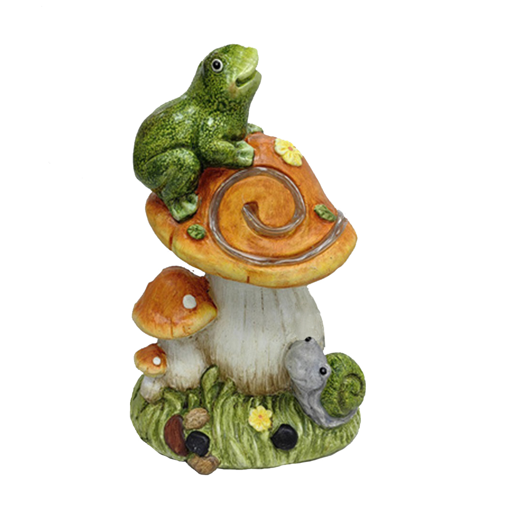 Фигура декоративная солар Лягушка на грибочке h 37,2см/