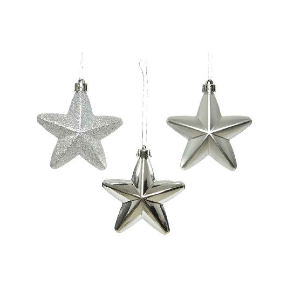 Набор елочных украшений 6шт ЗВЕЗДА серебро /36