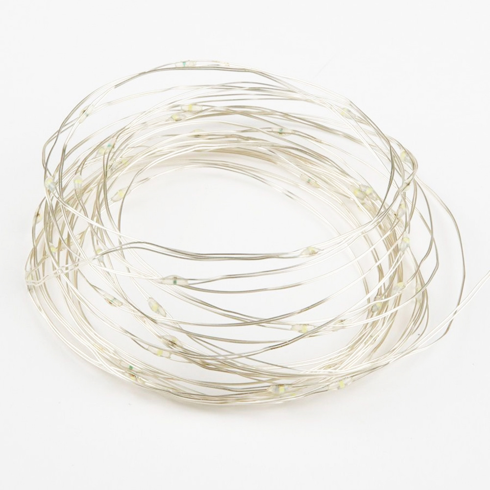 Гирлянда 20 светодиодов "Роса" 2м, теплый белый свет, на батарейках