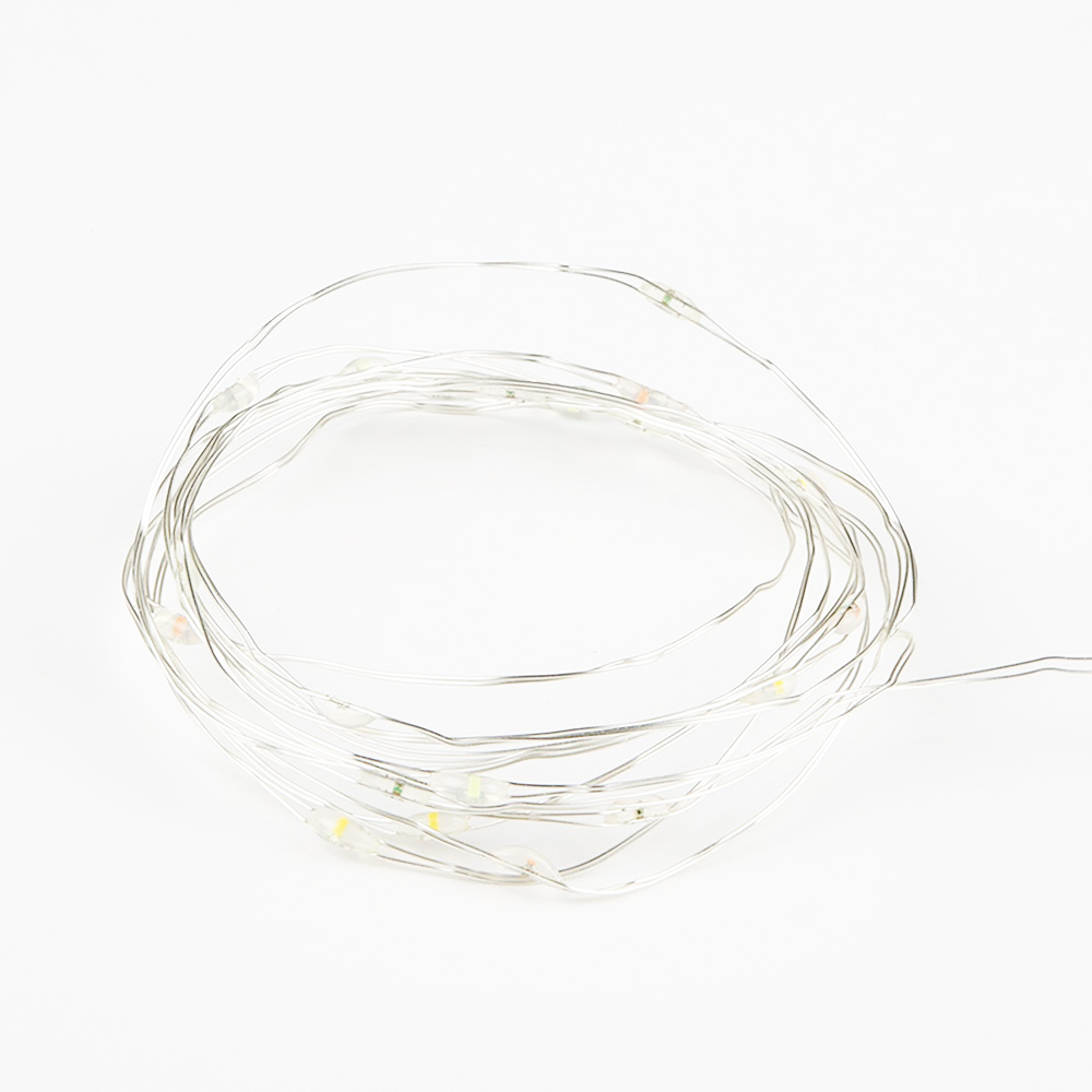 Гирлянда 20 светодиодов "Роса" 2м, разноцветный свет, на батарейках