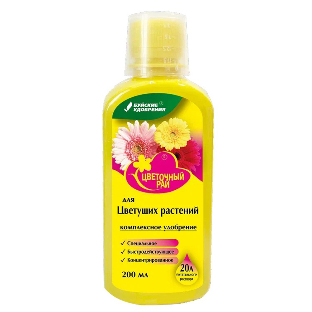 Удобрение БХЗ "Цветочный рай" для цветущих комнатных и садовых растений 0,2л  /12