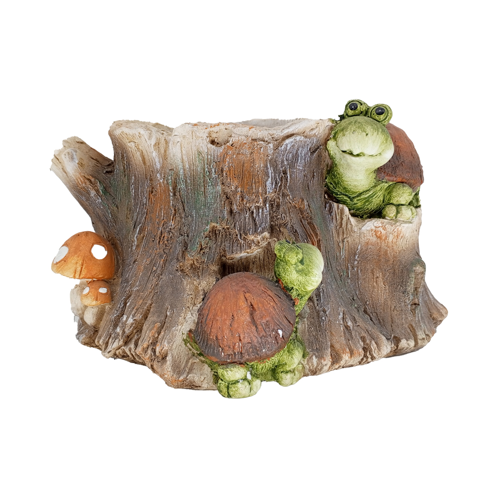 Фигура декоративная КАШПО Пенек с черепашками h 18.5см/