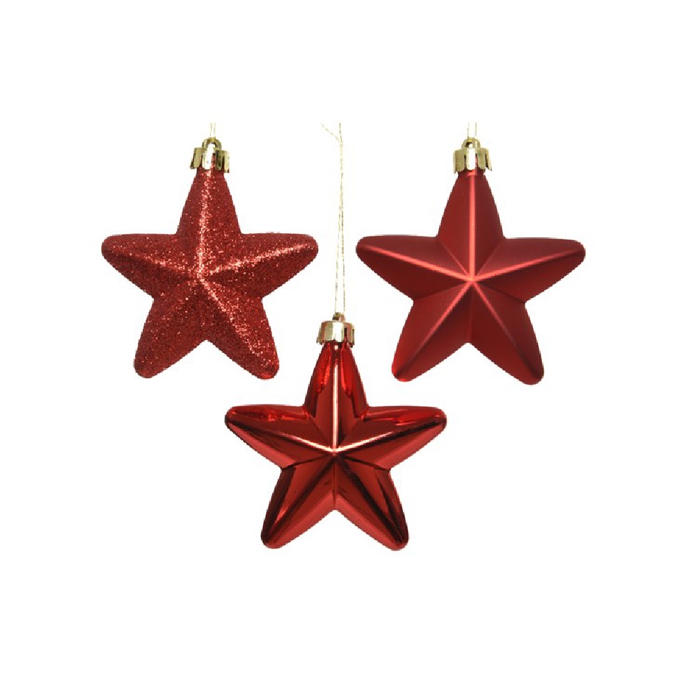 Набор елочных украшений 6шт ЗВЕЗДА красный/36