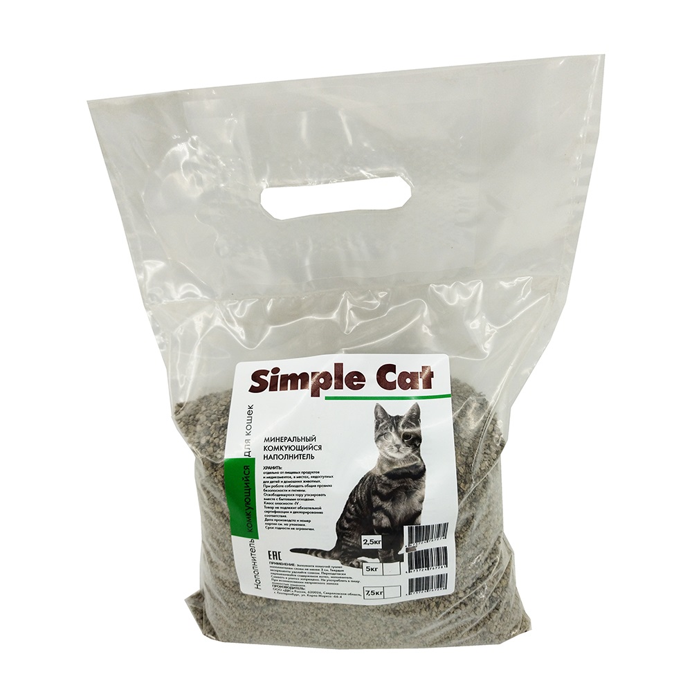 Наполнитель минеральный комкующийся "Simple Cat" 2,5кг