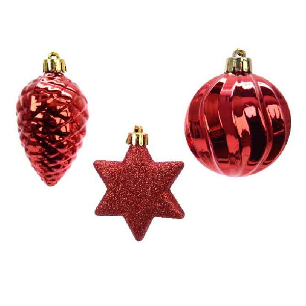 Набор елочных украшений 3шт красный/48