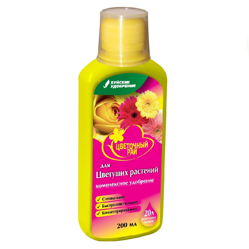 Удобрение БХЗ "Цветочный рай" для цветущих комнатных и садовых растений 0,2л  /12