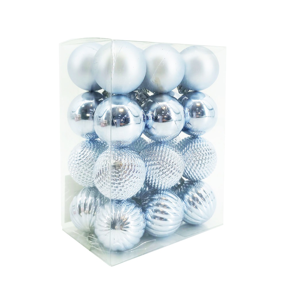 Шар елочный d40мм, серебро в ассортименте 1шт