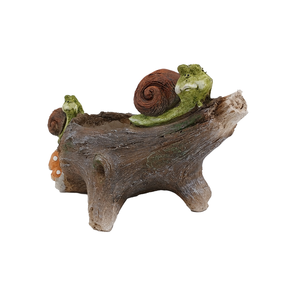 Фигура декоративная КАШПО Пенек с улитками h 20.4см/