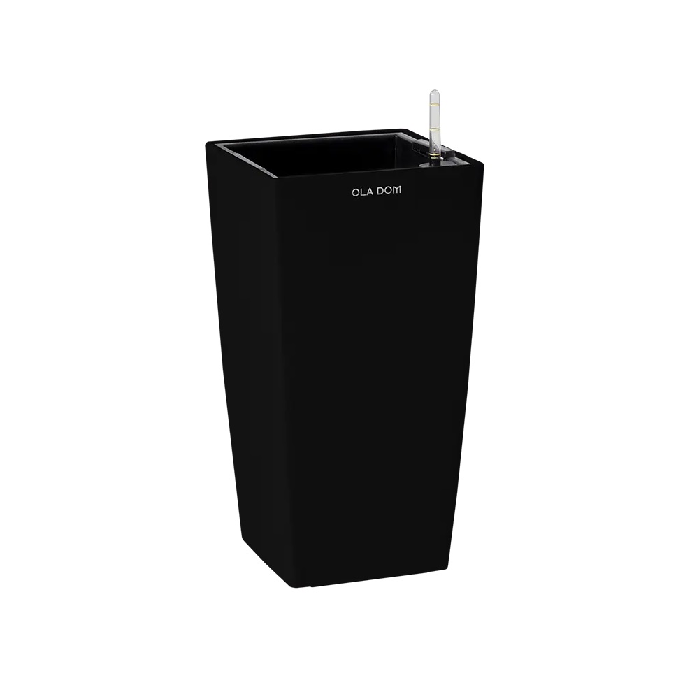 Кашпо пластиковое DELUXE квадратное LONG OLA DOM 40л (черный)  с автополивом