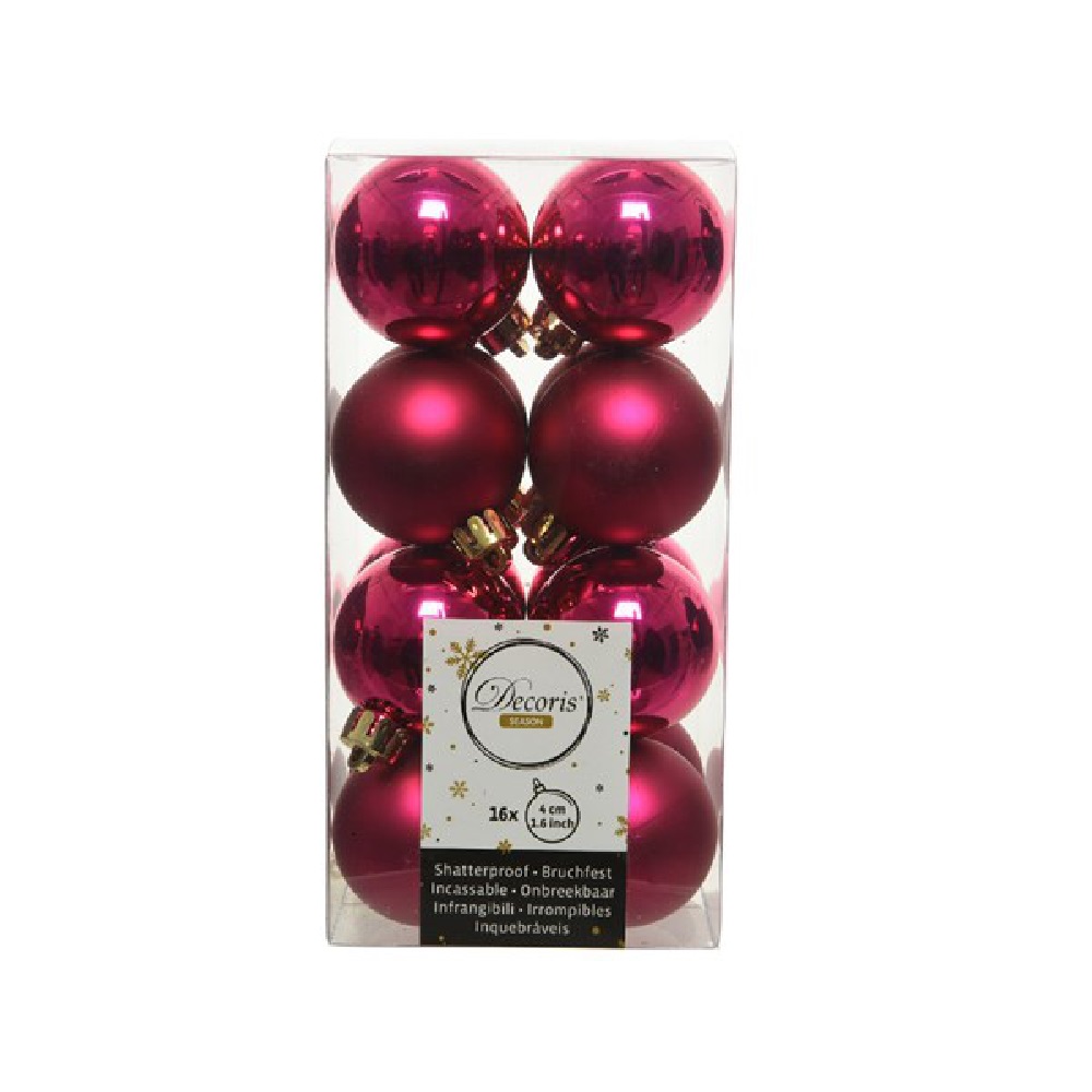 Набор елочных шаров d 40мм 16шт ягодно-розовый /36