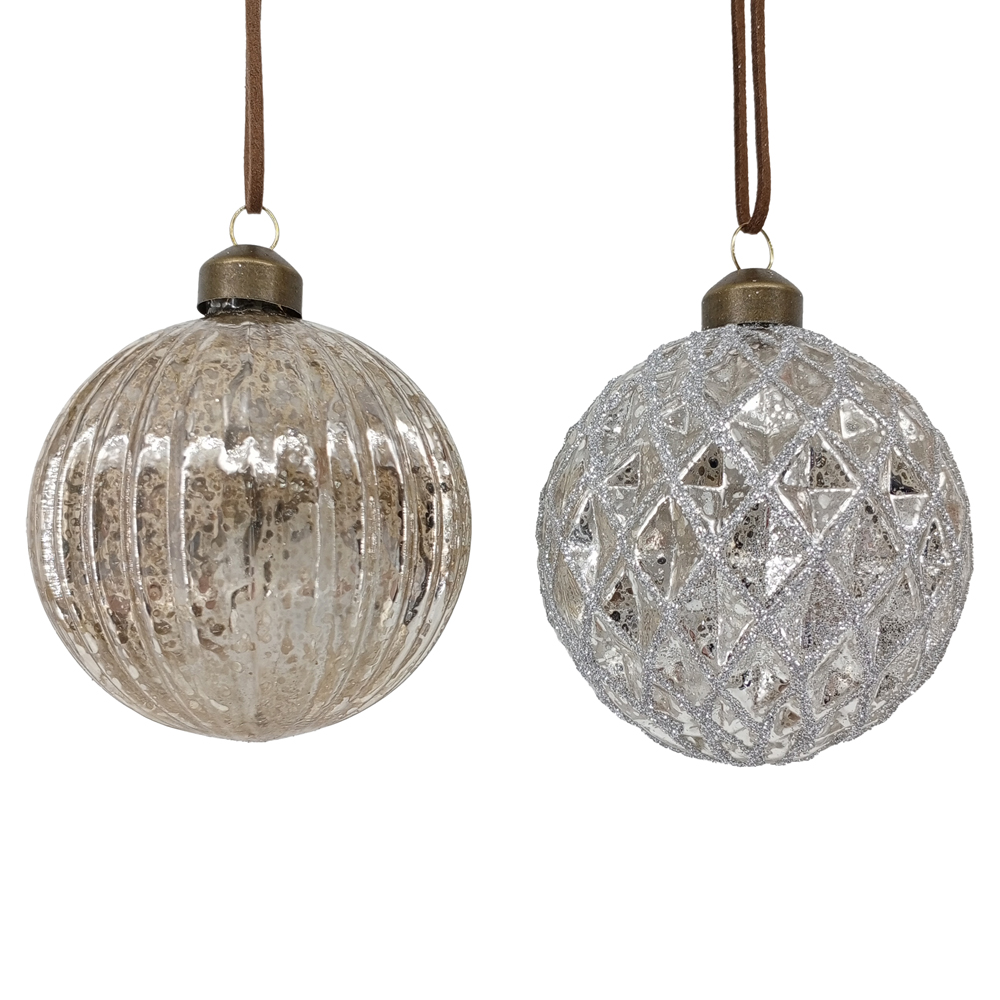 Набор елочных шаров стекло d80мм  4шт "Ретро"/1/24