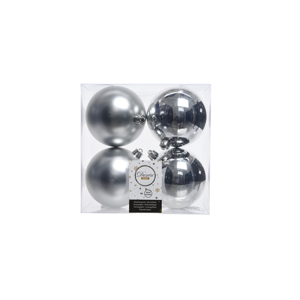 Набор елочных шаров d 100мм 4шт серебро /18