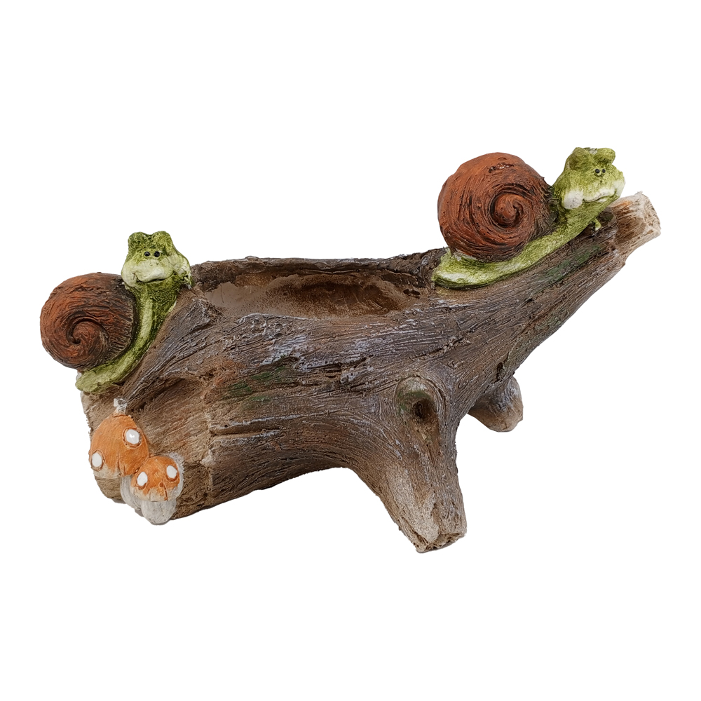 Фигура декоративная КАШПО Пенек с улитками h 20.4см/