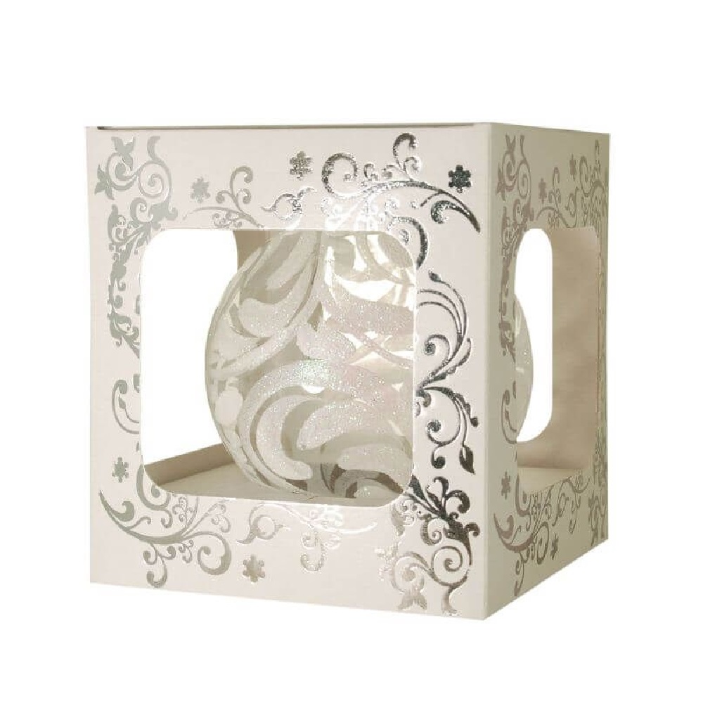 Елочный шар "Снежная Королева", прозрачный, диаметром 85мм