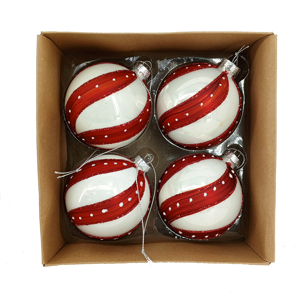 Набор елочных шаров стекло d80мм  4шт "Скандинавская"/1/24