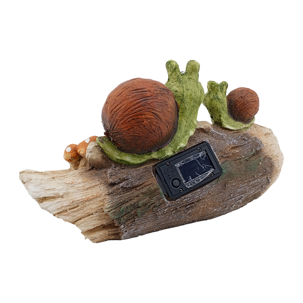 Фигура декоративная солар Улитки на пеньке h 19.2см (с солнечной батареей)/