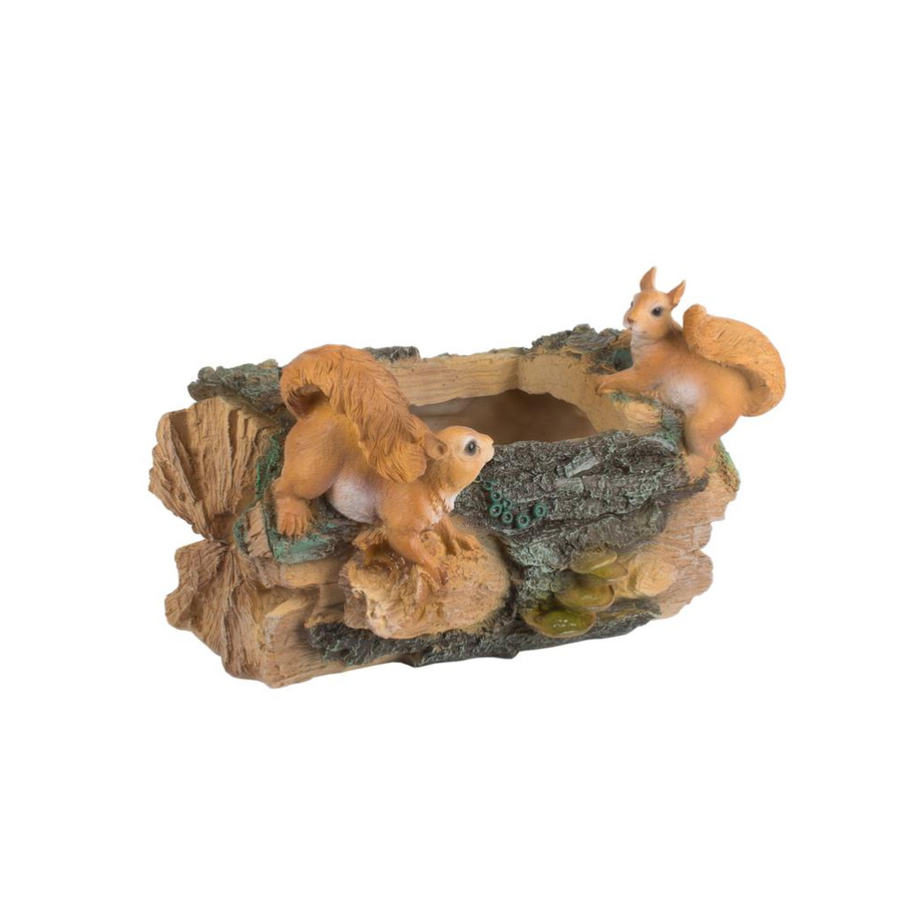 Фигура садовая Белки на бревне кашпо  /1