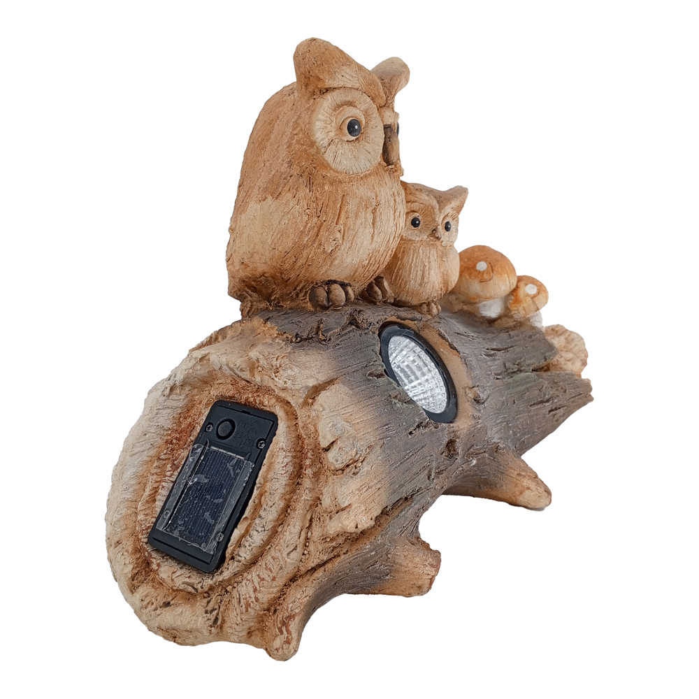Фигура декоративная солар Совы на пеньке h 25см (с солнечной батареей )/