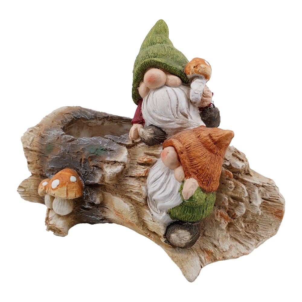 Фигура декоративная КАШПО Гномик на пеньке h 26.5см/